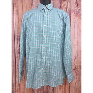 Johnston & Murphy Mens Green Plaid Dress Shirt Large
